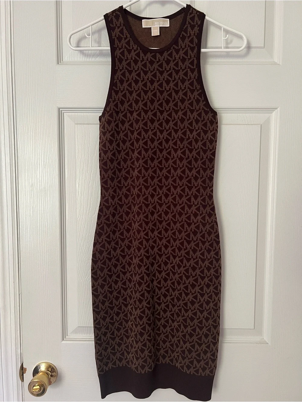 Michael Kors Brown MK Logo Knit Tank Midi Dress
